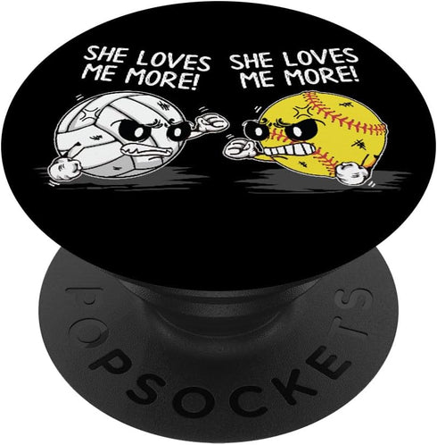 She Loves Me More - Volleyball Softball Sports Lover Gifts PopSockets Standard PopGrip