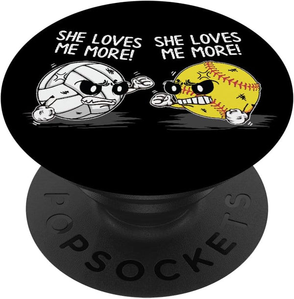 She Loves Me More - Volleyball Softball Sports Lover Gifts PopSockets Standard PopGrip