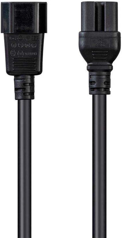 Monoprice Heavy Duty Power Cable - 2 Feet, Black, IEC 60320 C14 to C15