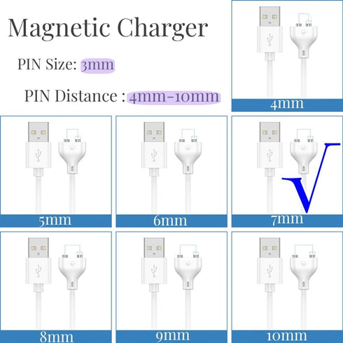 Magnetic USB DC Charger Cable, 2 Pack (1 Single Polarity & 1 Double Polarity), 31.4 Inch Charger for Toys, Cleansor