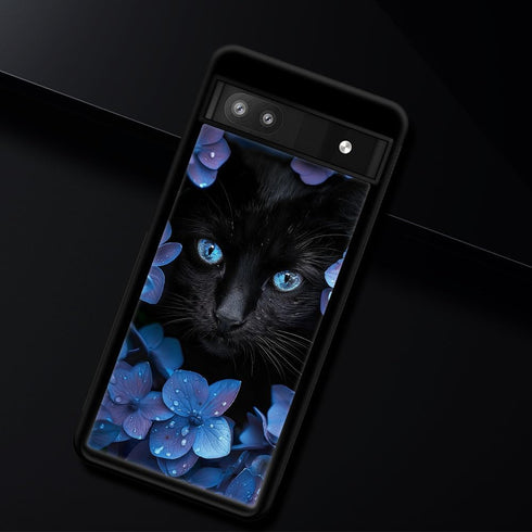 CARLOCA Google Pixel 7a Case, Black Mumbai Clivia Cat, Hard Acrylic Shockproof Phone Case