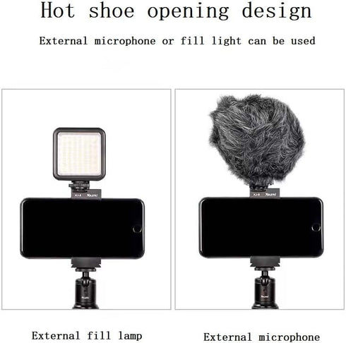 3 1/4" Port,360Rotation Aluminum Metal Phone Tripod Mount with Cold Shoes & Arca Cell Phone Tripod Adapter for Phone