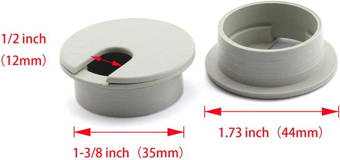 2pcs 1-3/8 inch Desk Wire Cord Cable Grommets Hole Cover for Office PC Desk Cable Cord Organizer Plastic Cover Gray