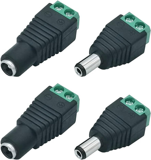 12V DC Power Connector 5.5mm x 2.1mm, 24V Power Jack Plug Barrel Adapter for CCTV Security Camera, LED Strip Light (4