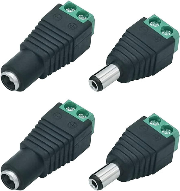 12V DC Power Connector 5.5mm x 2.1mm, 24V Power Jack Plug Barrel Adapter for CCTV Security Camera, LED Strip Light (4