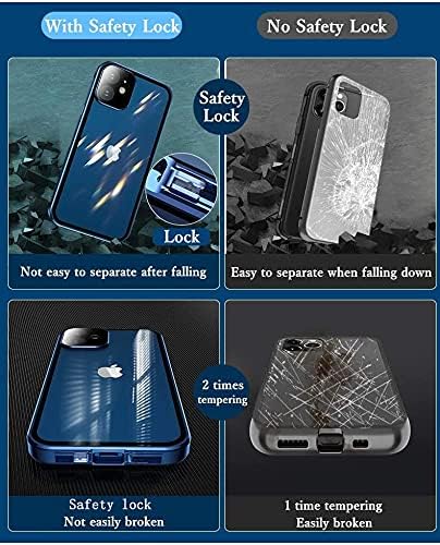 Anti-spy Screen iPhone 13 Pro Max Case, Metal Frame Lock + Magnetic Adsorption Anti-Peeping 360 Full Body Glass Case
