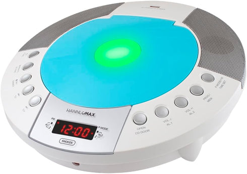 HANNLOMAX HX-330CD CD Player with FM Radio, Bluetooth, Alarm Clock, Remote Control, AC Operation, Blue