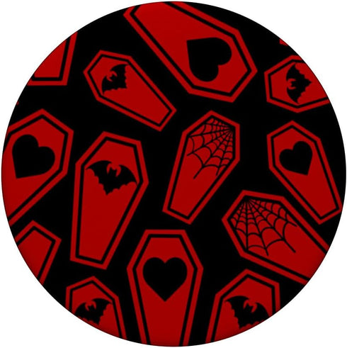 Valentine’s Day Spiderweb Heart Bat Coffin Pattern Goth Alt PopSockets Standard Grip