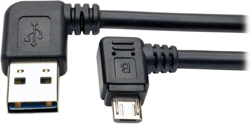 TRIPP LITE Reversible USB Charge Cable Left Right A to Right 5-Pin Mic B (UR05C-003-RARB)