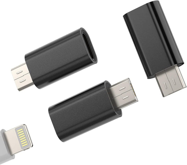 Lightning Female to Micro USB Male Charger Adapter 3 Pack - Android Power Charging Data Sync Cable for Galaxy S7, LG