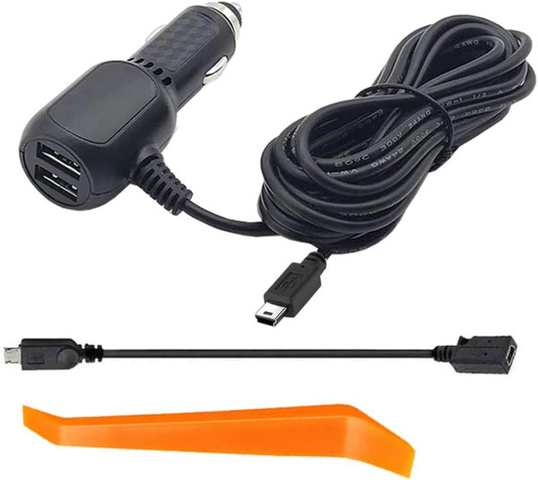 Dash Cam Charger, Dosili USB Power Cord for Dash Camera and GPS, Micro USB & Mini USB Cable (11.5ft)