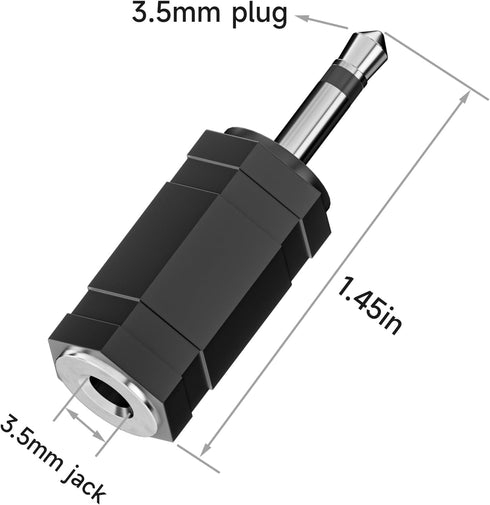 Goupchn 3.5mm Mono to Stereo Adapters 2 Pack 1/8" Mono Male Plug to 1/8" TRS Stereo Female Jack Socket for Headphone, Radio
