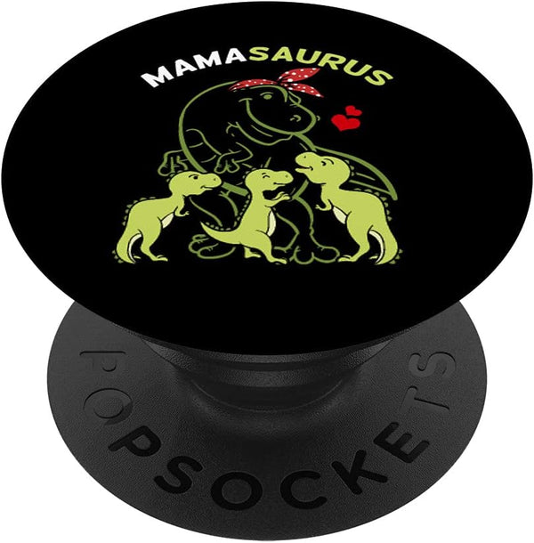 Mamasaurus Tyrannosaurus Rex Mama 3 Kids Mother's Day PopSockets Swappable Grip