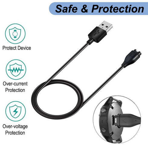 Charger for Garmin Fenix 7 7X 7S, Fenix 6 6X 6S Pro, Fenix 5 5X 5S, Replacement USB Charging Cable with Yellow Dust