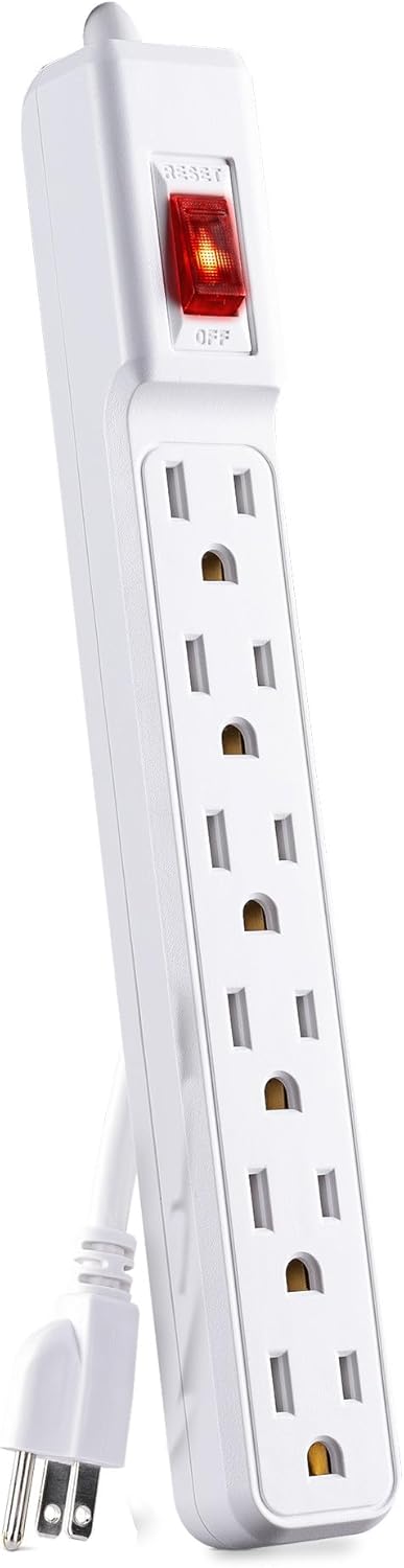 CyberPower GS60304 Power Strip, 6 Outlets, 3 Foot Power Cord, White