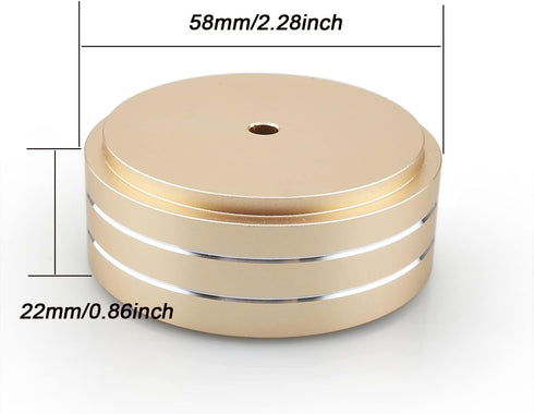 Tertullus 4 Pcs Aluminum HiFi Turntable Feet, Isolation Feet for Speakers, Spikes Audio Pads 58x22mm, Gold
