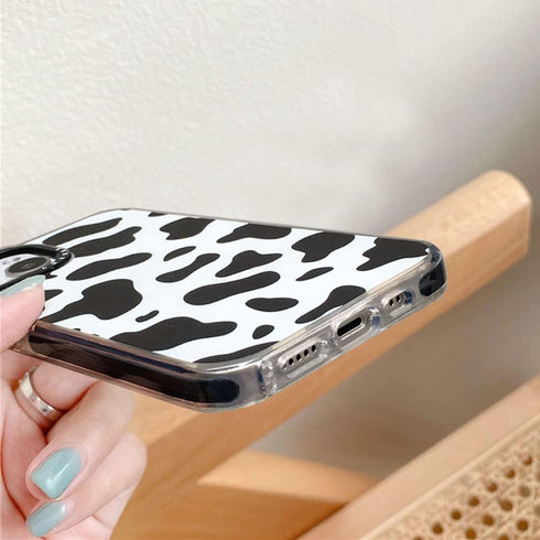 Abbery iPhone 13 Mini Case, Cow Print Clear Design, Cute Durable Silicone TPU Shockproof Protective Cover for Women