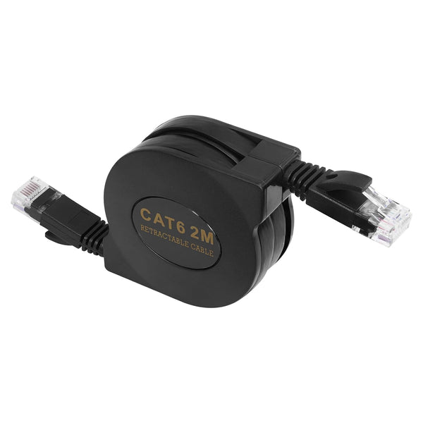CAT6 Retractable Ethernet Cable 6.6FT - High-Speed RJ45 Cable with Flexible Rubber