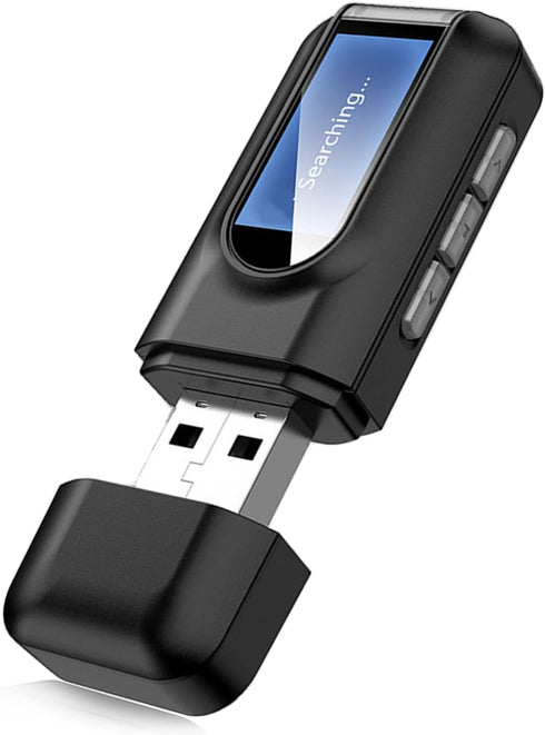 Bluetooth 5.0 Transmitter Receiver, 2 in 1 USB Portable Audio Adapter with LCD Display, Bluetooth AUX Dongle