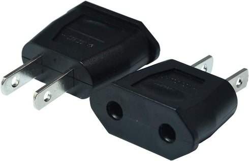 Socket Plug Adapter Europe EU Euro to US Travel Charger AC Power Converter (2PCS, Black)