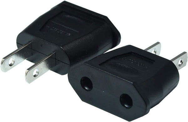 Socket Plug Adapter Europe EU Euro to US Travel Charger AC Power Converter (2PCS, Black)