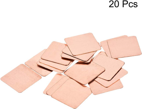 uxcell 20 x 20 x 0.3mm Flat IC Chipset Thermal Copper Heatsink, 20pcs for CPU GPU