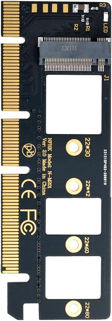 Cablecc NGFF M-Key NVME M.2 SSD to PCI-E Express 3.0 16x X4 Adapter Without Bracket, Black