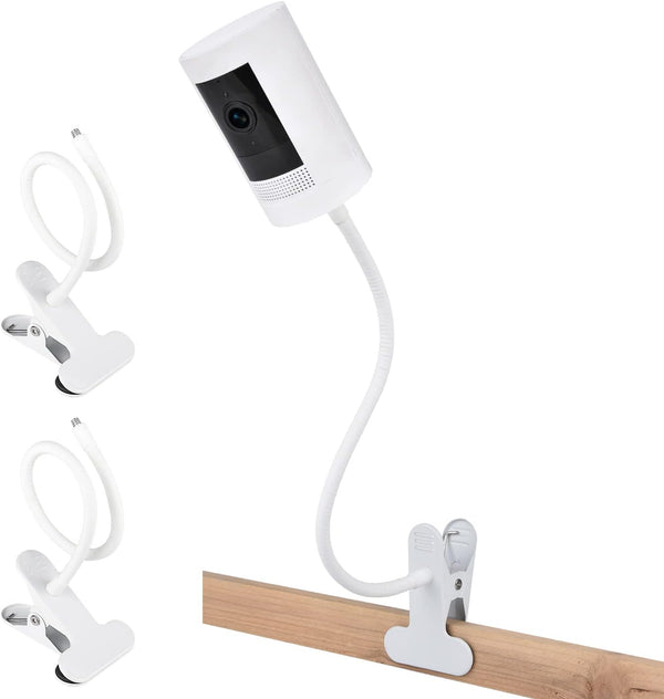 2Pack Clamp Mount for Ring Stick Up Cam & Indoor Cam 1st Gen, Flexible Gooseneck Mounting Bracket (White)