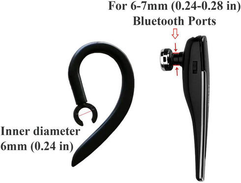 Ear Hooks 360° Rotatable Adjustable Soft Silicone Headset Clips, Anti-Slip Sports Clamp Loop Replacement (5Pcs 6mm