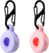 Silicone Case for Tile Sticker 2022, 2 Pack Anti-scratch Cover with Keychains, Carabiner (Pink/Purple)