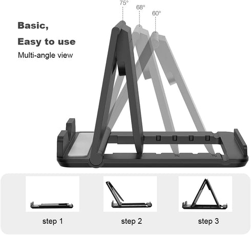 4 Pack Portable Cell Phone Stand Holder for Desk, Universal Adjustable Desktop Mobile Phone Kickstand, Foldable