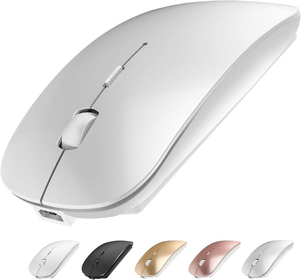 Wireless Mouse, 2.4G Slim Mute Silent Click Optical Mouse with USB Receiver and Type C Adapter for Notebook, PC,