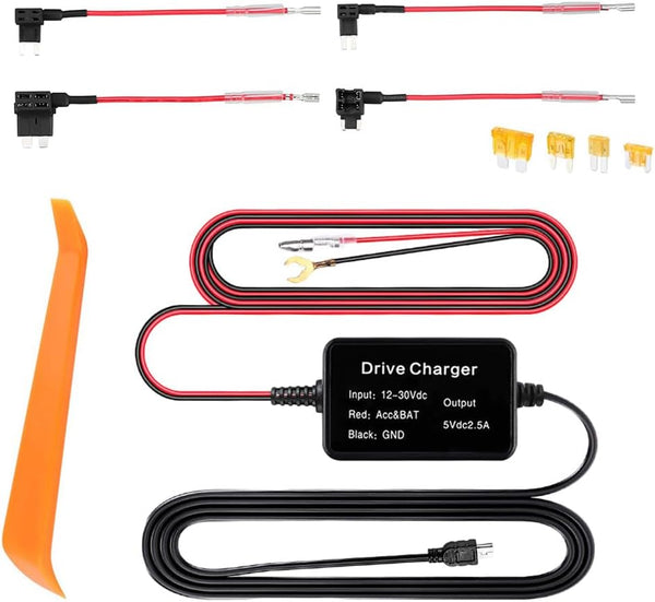 Sylvil Dash Cam Hardwire Kit, Mini USB Hard Wire Kit for Dashcam, 12V-24V
