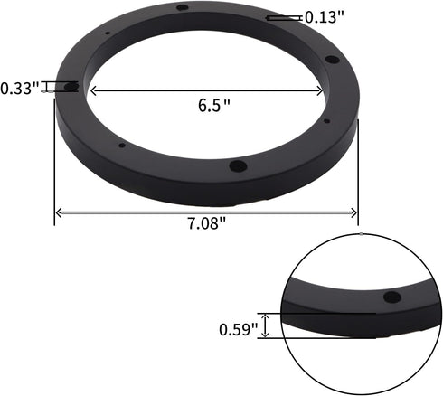 2PCS Black Plastic Speaker Spacer Adaptor Ring Mounting Bracket, 6.5 inches Dia Speaker Spacer Rings for Cars, Boats, Trucks, and More