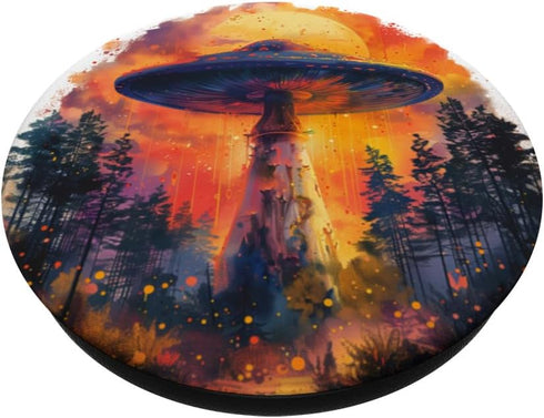 PopSockets Standard PopGrip - Whimsical Paranormal UFO Mushroom Nature