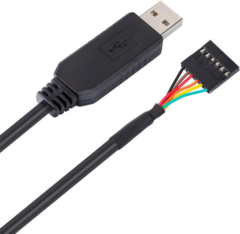 DTech USB to TTL Serial 5V Adapter Cable with FTDI FT232RL Chip, 6 Pin 0.1 inch Pitch Female Socket Header for Windows