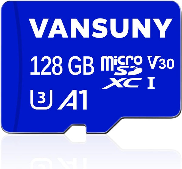 Vansuny Micro SD Card 128GB microSDXC Memory Card with SD Adapter, A1 App Performance, V30 4K Video Recording, C10 U3