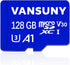 Vansuny Micro SD Card 128GB microSDXC Memory Card with SD Adapter, A1 App Performance, V30 4K Video Recording, C10 U3