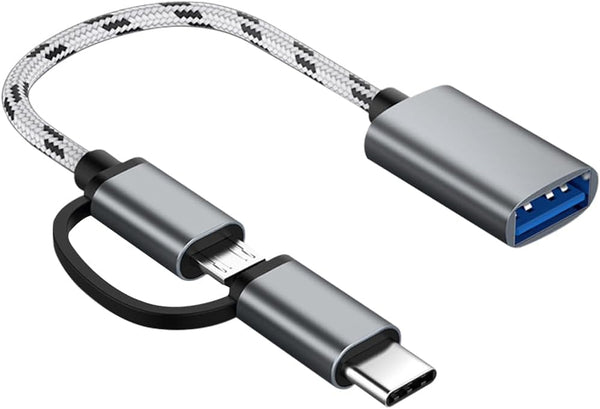 2-in-1 USB C/Micro USB to USB Adapter, OTG Adapter Cable Compatible with Samsung Galaxy S21 S22 S23 Note 20/10, Google