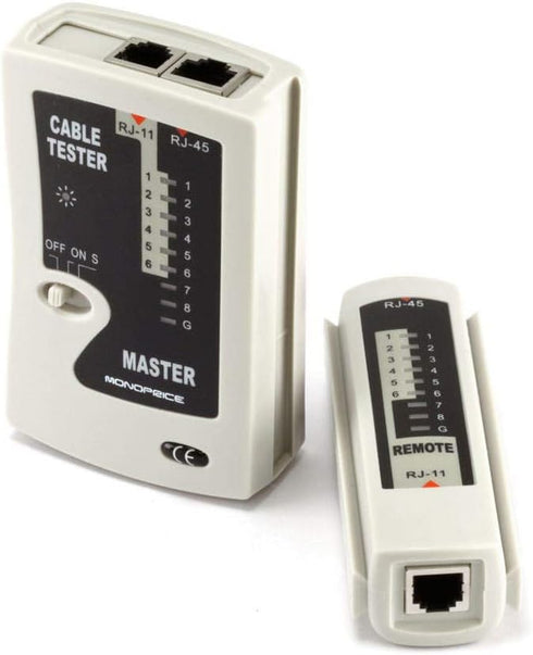 Monoprice RJ-11 and RJ-45 Modular Plug Tester - Gray
