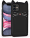 Cute iPhone 11 Case, Funny Animals Black Whisker Cat Ears 3D Cartoon Soft Silicone Shockproof Cover for Girls