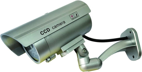 Dummy Security Camera Bullet Fake Indoor Outdoor CCTV Surveillance System with Realistic LEDs and Warning Stickers