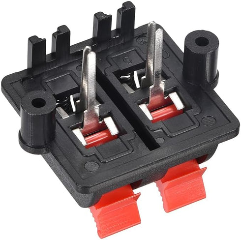 uxcell 2 Row 4 Way Spring Speaker Terminal Clip Push Release Connector Cable Terminals Strip Block WP4-03 (4Pcs)
