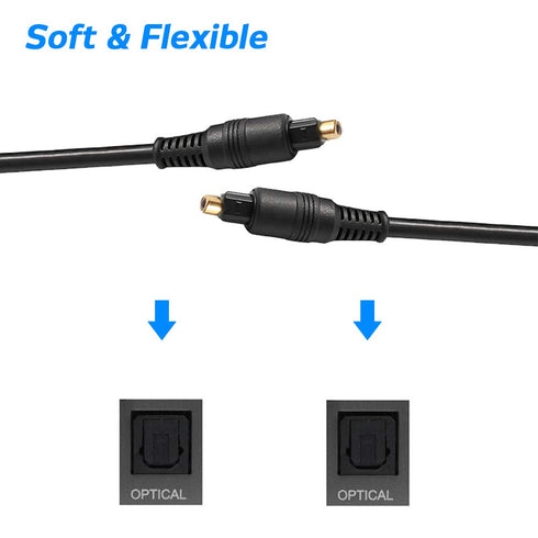 DaKuan 2 Pack Digital Optical Audio Cable, 6 Feet, Home Theater Fiber Optic Toslink Male to Male