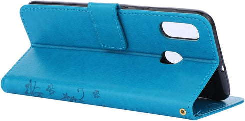 Galaxy A30 Case, Galaxy A20 Case, Butterfly Embossed PU Card Slots & Kickstand Leather Wallet Flip Protective Cover,