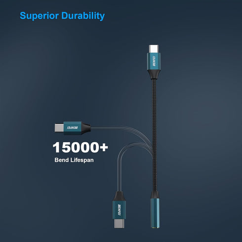 BENFEI USB C to Audio Jack Adapter with DAC Chipset, USB-C to 3.5mm Female Headphone Compatible with iPhone 15