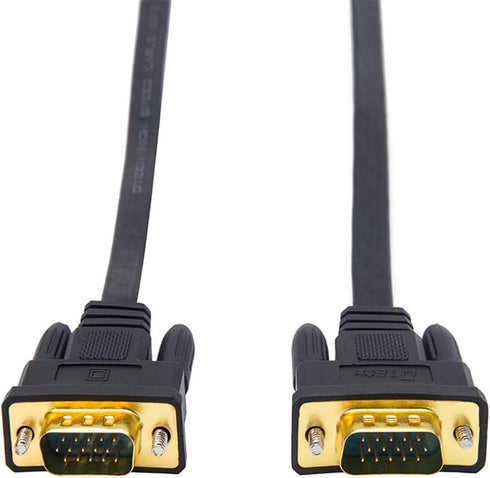 DTech 5M Ultra Thin Flat VGA Cable, 15 Pin Male to Male Connector, 16 Feet, Black