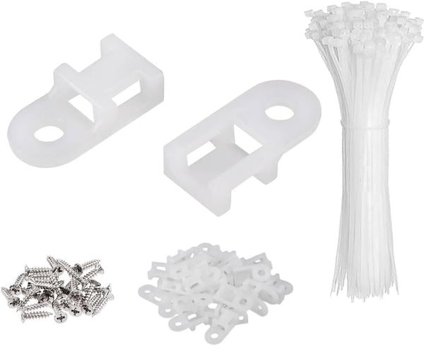 120 Set Cable Zip Tie Mounts Kit with 6" Zip Ties - White Cable Tie Base and Tapping Screw Organizer