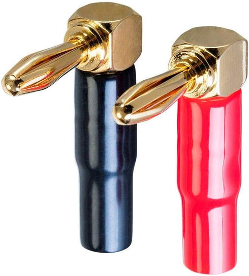 Monoprice 10 Pair Right Angle 24k Gold Plated Banana Speaker Wire Cable Screw Plug Connectors (121915)