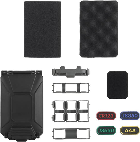 CR123, 18650, 18350,AAA,CR2032 Modular Battery Storage Case with Movable Inserts, MOLLE Rugged Organizer Holder